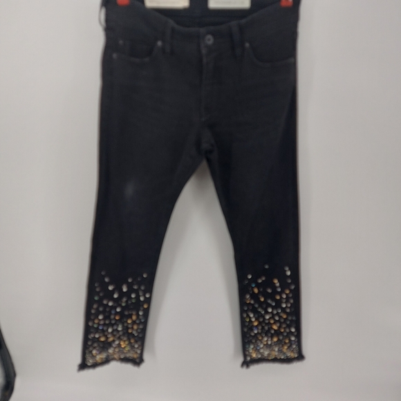 Pilcro Mid-Rise Slim Straight Jeweled Denim Jeans Size 28 - Picture 5 of 14